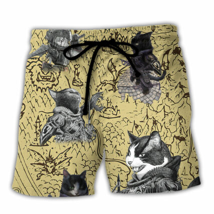 Cat Warrior Strong - Beach Short - Owl Ohh - Owl Ohh