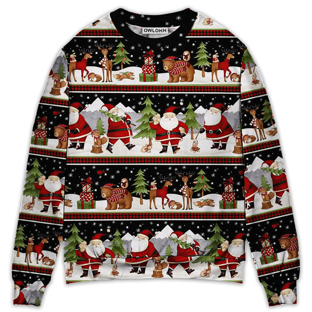 Christmas Happy Night With Santa Reindeer And Bear - Sweater - Ugly Christmas Sweaters - Owl Ohh - Owl Ohh