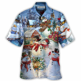 Christmas Snowman Lover Happy Couple Snowman - Hawaiian Shirt - Owl Ohh - Owl Ohh