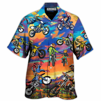 Motocross Lover Motorcycle Biker Art Style - Hawaiian Shirt - Owl Ohh - Owl Ohh