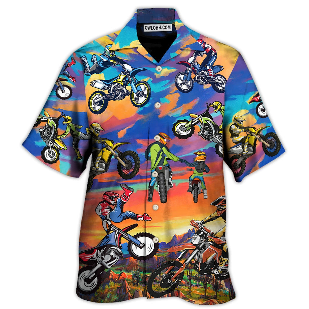 Motocross Lover Motorcycle Biker Art Style - Hawaiian Shirt - Owl Ohh - Owl Ohh