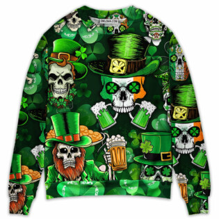 Irish Skull St Patrick's Day Green Light - Sweater - Ugly Christmas Sweaters - Owl Ohh - Owl Ohh