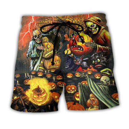 Halloween Skull Dark Pumpkin Scary - Beach Short - Owl Ohh - Owl Ohh