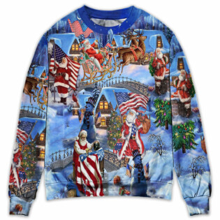 America Christmas Patriotic Santa Claus - Sweater - Ugly Christmas Sweaters - Owl Ohh - Owl Ohh
