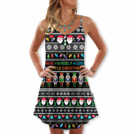 Christmas Have Yourself A Cosy Little Christmas - V-neck Sleeveless Cami Dress - Owl Ohh - Owl Ohh