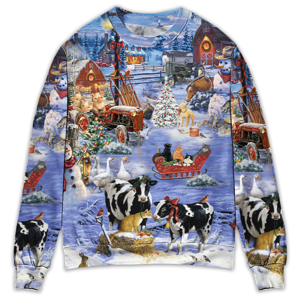 Christmas Love Farm Happy Life - Sweater - Ugly Christmas Sweaters - Owl Ohh - Owl Ohh