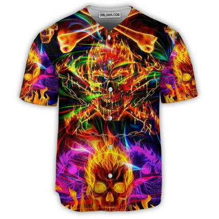 Skull Fire Angry - Baseball Jersey - Owl Ohh - Owl Ohh