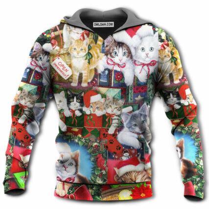 Cat Christmas Tree Merry Xmas - Hoodie - Owl Ohh - Owl Ohh