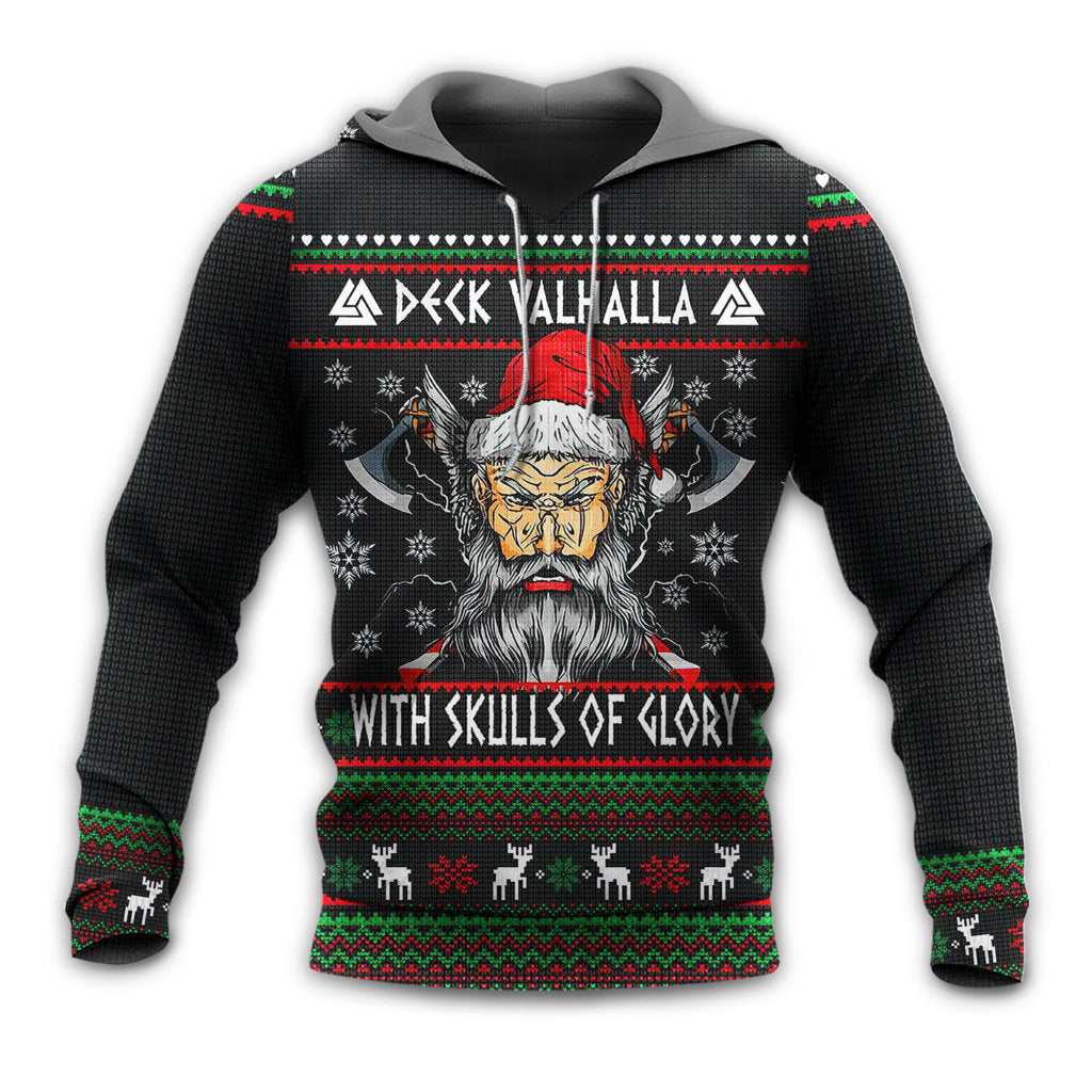 Christmas Deck Valhalla With Skull Of Glory - Hoodie - Owl Ohh - Owl Ohh