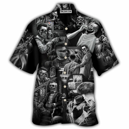 Skull Barber Hairdresser Style - Hawaiian Shirt - Owl Ohh - Owl Ohh