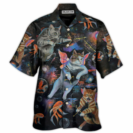 Cat Cupid With Goldfish on Heaven - Hawaiian Shirt - Owl Ohh - Owl Ohh