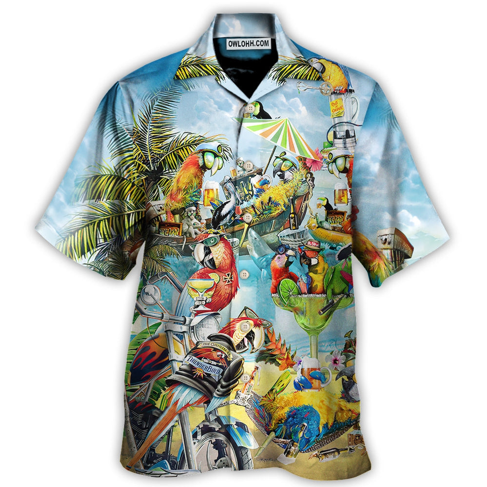 Parrot Cocktail Tropical Vibes - Hawaiian Shirt - Owl Ohh for men and women, kids - Owl Ohh
