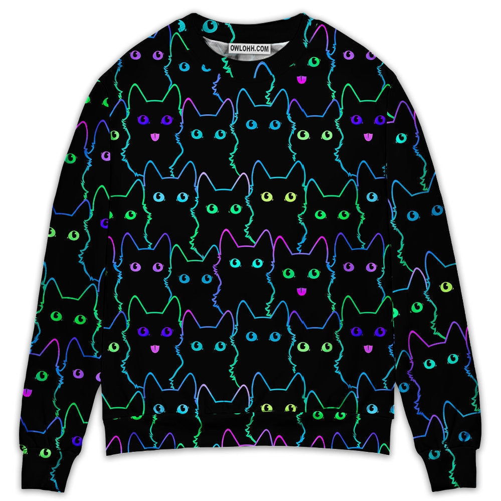 Cat Cute Little Kitten Neon - Sweater - Ugly Christmas Sweaters - Owl Ohh - Owl Ohh