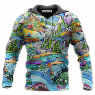 Shark Hippie Colorful Art Peace - Hoodie - Owl Ohh - Owl Ohh