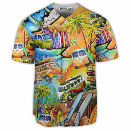 Hippie Bus Hippie Beach Vibe - Baseball Jersey - Owl Ohh - Owl Ohh
