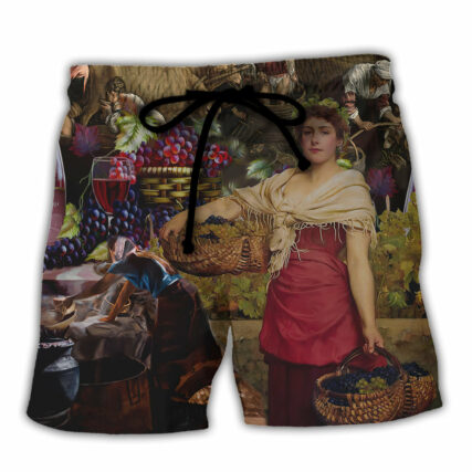 Wine Making Grape Pickers Carrying Grapes - Beach Short - Owl Ohh - Owl Ohh