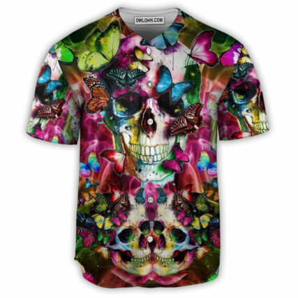 Skull Love Butterfly - Baseball Jersey - Owl Ohh - Owl Ohh