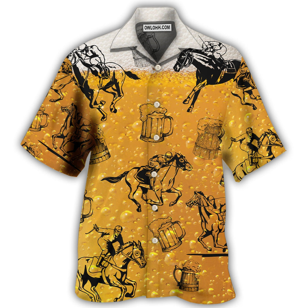 Horse Racing And Beer - Hawaiian Shirt - Owl Ohh - Owl Ohh