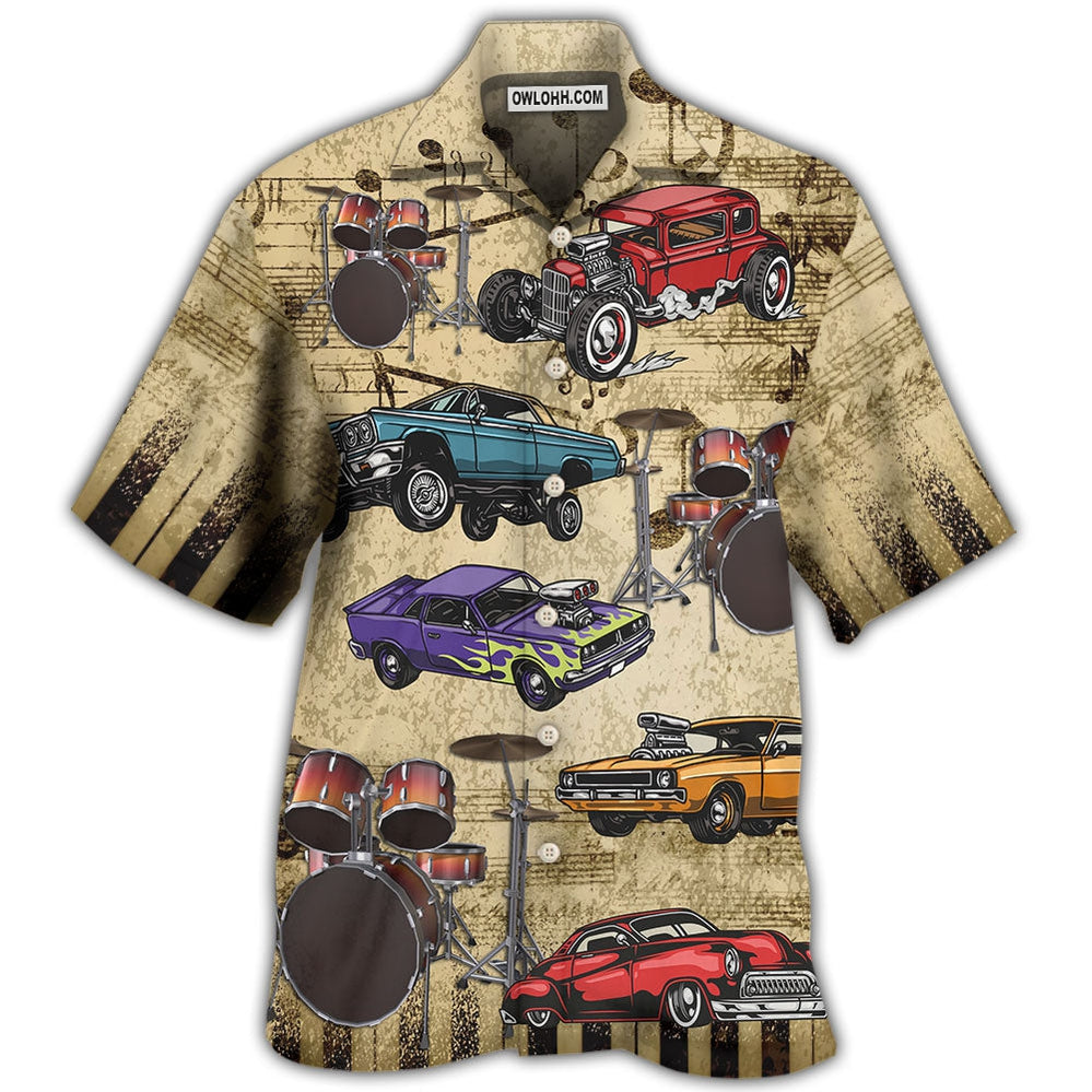 Car I Like Muscle Cars And Drums - Hawaiian Shirt - Owl Ohh - Owl Ohh
