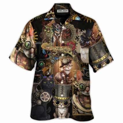 Cat Steampunk Art Keep Calm And Steampunk - Hawaiian Shirt - Owl Ohh - Owl Ohh