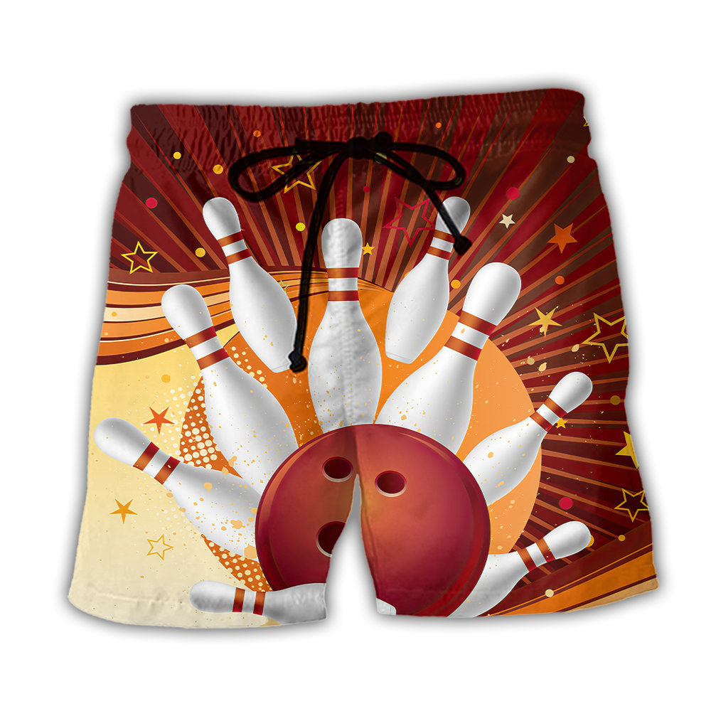 Bowling Strike Amazing Game Retro Style - Beach Short - Owl Ohh - Owl Ohh