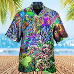 Hippie Funny Octopus Love Music Colorful Ocean - Hawaiian Shirt - Owl Ohh - Owl Ohh