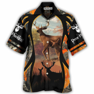 Hunting Deer Orange Camo Background - Hawaiian Shirt - Owl Ohh - Owl Ohh