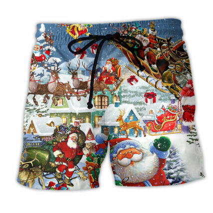 Christmas Say Hi From Santa's Sleigh - Beach Short - Owl Ohh - Owl Ohh