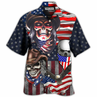 Skull Independence Day Cowboy Skull US - Hawaiian Shirt - Owl Ohh - Owl Ohh