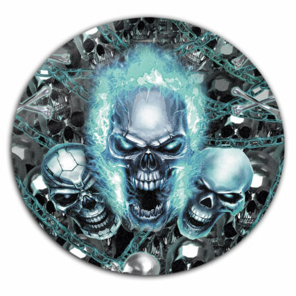 Skull Blue Flame Screaming - Round Mat - Owl Ohh - Owl Ohh