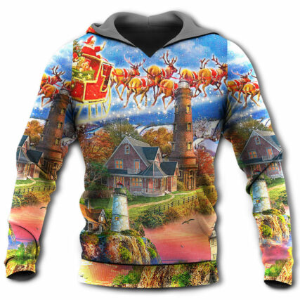 Lighthouse Christmas Shine Your Light In Storm And Darkness - Hoodie - Owl Ohh - Owl Ohh