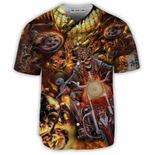 Motorcycle Skull Racing Fast Fire - Baseball Jersey - Owl Ohh - Owl Ohh