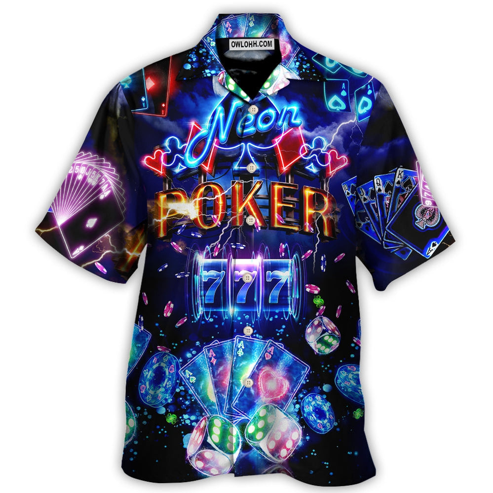 Poker Neon Casino Slot Machine With Jackpot - Hawaiian Shirt - Owl Ohh for men and women, kids - Owl Ohh