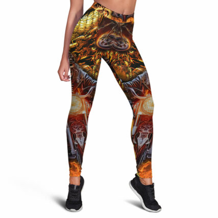 Skull Motorcycle Racing Fast Fire - Legging - Owl Ohh - Owl Ohh