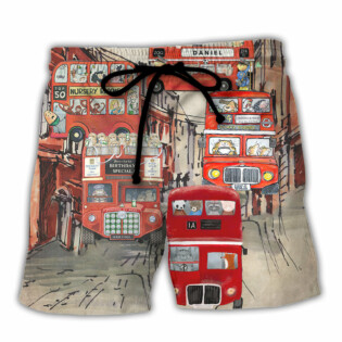 Bus Driver Big Red Party Bus - Beach Short - Owl Ohh - Owl Ohh