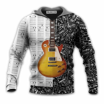 Guitar Bass Musician Black And White - Hoodie - Owl Ohh - Owl Ohh