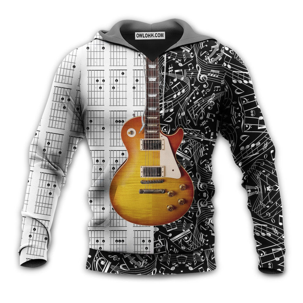 Guitar Bass Musician Black And White - Hoodie - Owl Ohh - Owl Ohh