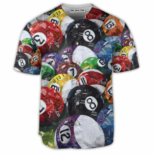 Billiard Balls Playing Pool - Baseball Jersey - Owl Ohh - Owl Ohh