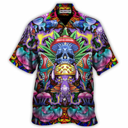Hippie Mushroom And Skull Art - Hawaiian Shirt - Owl Ohh - Owl Ohh