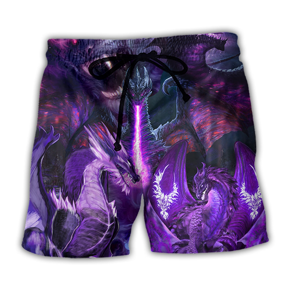 Dragon Dark Purple Lightning Art Style - Beach Short - Owl Ohh - Owl Ohh