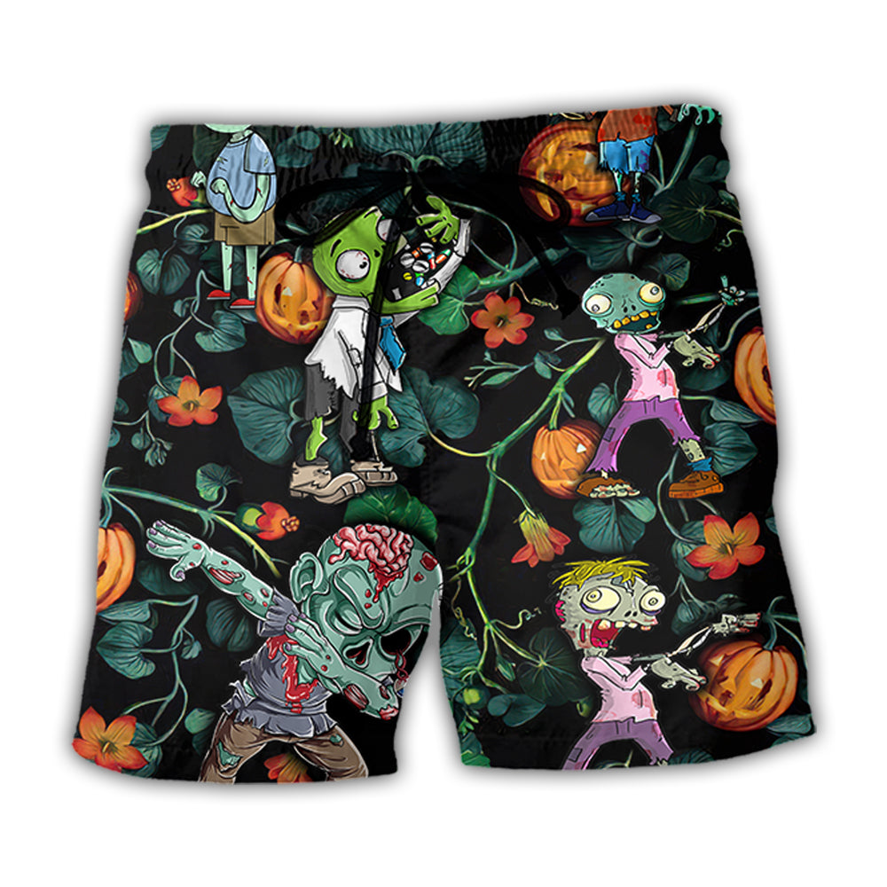 Halloween Zombie Tropical Pumpkin Scary - Beach Short - Owl Ohh - Owl Ohh