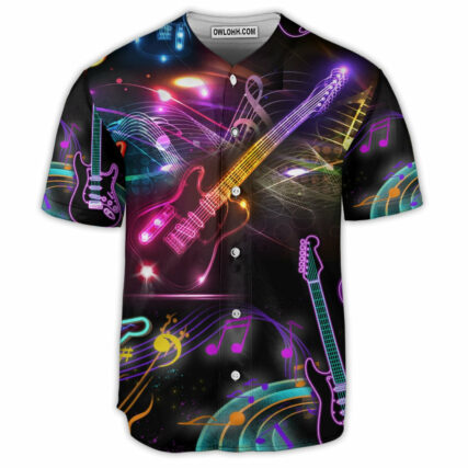 Guitar Neon Music Lover - Baseball Jersey - Owl Ohh - Owl Ohh