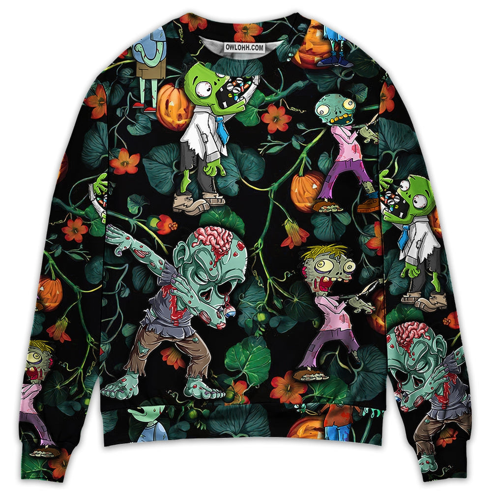 Halloween Zombie Tropical Pumpkin Scary - Sweater - Ugly Christmas Sweaters - Owl Ohh - Owl Ohh