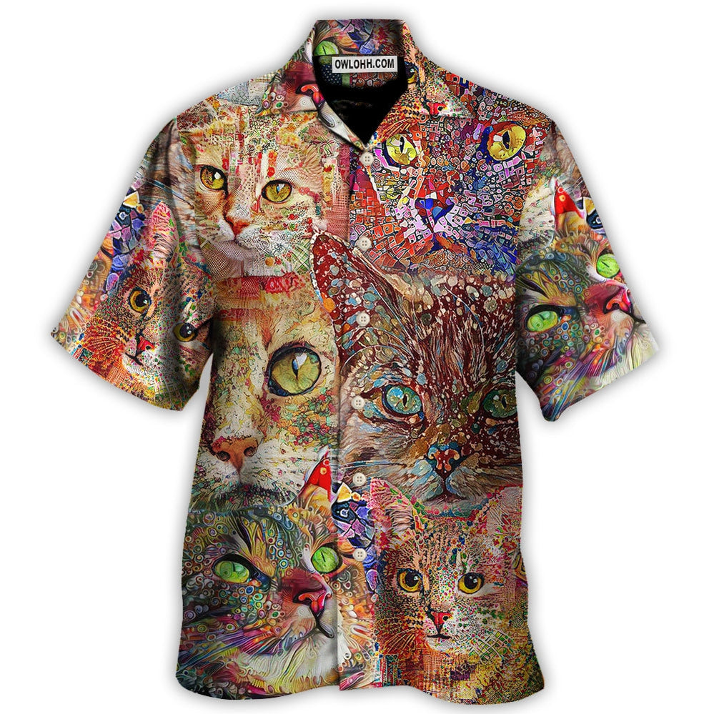 Cat Art Lover Funny Cat Colorful - Hawaiian Shirt - Owl Ohh - Owl Ohh
