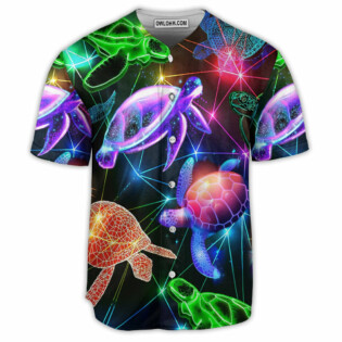 Turtle Fullcolor Neon Style Loves Ocean - Baseball Jersey - Owl Ohh - Owl Ohh