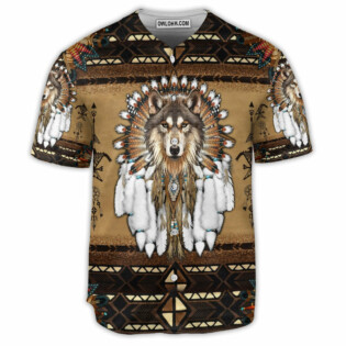 Wolf Native American Spirit - Baseball Jersey - Owl Ohh - Owl Ohh
