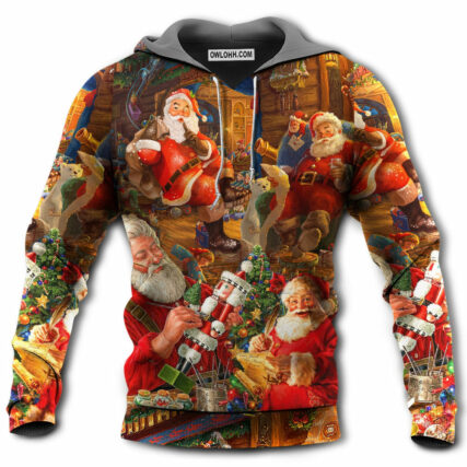 Christmas Funny Santa Claus Gift Xmas Is Coming Art Style - Hoodie - Owl Ohh - Owl Ohh