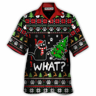 Black Cat Wreck The Tree Funny Ugly Style Christmas - Hawaiian Shirt - Owl Ohh - Owl Ohh
