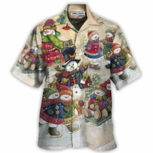 Christmas Couple Snowman Lover Winter Xmas - Hawaiian Shirt - Owl Ohh - Owl Ohh