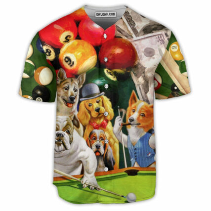 Billiard Funny Dog Many Money - Baseball Jersey - Owl Ohh - Owl Ohh